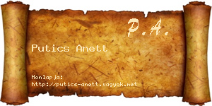 Putics Anett névjegykártya